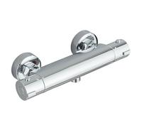 HARNART Thermostatic Shower Mixer Bar,1 Outlet Wall Mounted Anti-Scald Tap with 1/2" Solid Brass Constant Temperature Control for Bathroom,Chrom