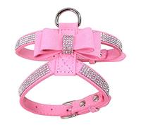 Harness For Small Dogs,Rhinestone Cat Vest Harnesses with Bow Tie Puppy Kitty Cute Fancy Sparkling Pretty Crystal Diamond for Small Pet Yorkie Chihuahua Pink S