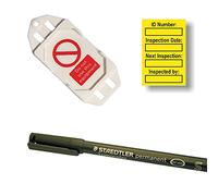 Harness Inspection Tagging Kit Yellow - 20 Tag Holders, 40 Inserts & 1 Marker Pen - PPE Safety Harness Inspection System for Work at Height Equipment Management & Compliance