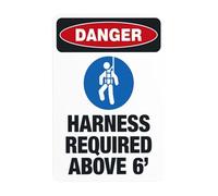 Harness Required Above 6 Metal Warning Sign with Easy Install for Indoor Outdoor Security, Business Office Home Garden Street Decor 20 x 30 cm