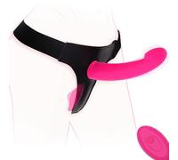 Harness Strap on Vibrating Dildo Sex Toys for Lesbian Couples, Remote Control G Spot & Clitoris Stimulation Panties Vibrator Wearable with Adjustable Elastic Waist