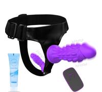 Harness Strap-On Vibration Realistic Dildos - Adjustable Strapless Strap-On with 10 Modes & 3 Dildos Silicone Anal G-spot Stimulation Sex Toys for Women Couples Lesbian Remote Control - Purple