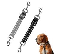 Harness to Collar Safety Clip, 2 Pcs Collar to Harness Safety Link, Reflective Nylon Dog Collars Connector, Double Ended Clip Strap for Dog, Backup Collarrs for Dogs Puppies(Black, Gray)