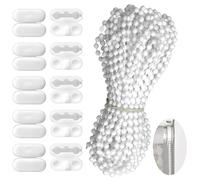 Harnovlis 10 Meters (32.8 Feet) Roller Blind Chain with Connectors, Vertical Blind Chain Roller Blinds Cord Connector Replacement for Window-Blinds with 10Pcs Plastic Bead Chains Connector (White)