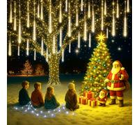 Harnyles Christmas Tree Lights: Meteor Shower Light 8 Tube Icicle Light for Tree Thanksgiving New Year Wedding Decorations, Warm White Fairy Lights