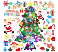 HarnyLoom 3.45ft Felt Christmas Tree for Toddlers Kids, DIY Christmas Tree 50 Pcs Ornaments Velcro Wall Hanging Xmas Tree Decorations Detachable Snowman Candy Christmas Tree Home Door Window(50 PCS)