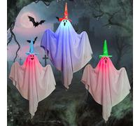 HarnyLoom Halloween Decorations Hanging Ghost Outdoor, 3PCS LED Light Spooky Ghost Yard Decoration, Funny Halloween Horror Ghosts Decor for Decoration Party Yard Tree Garden Lawn Indoor