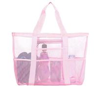 HarnyLoom Large Mesh Beach Bag, Travel Accessories Picnic Summer Vacation Gym Holiday Tote Foldable Swimming Outdoor Shopping Extra Large Beach Bag (Pink)