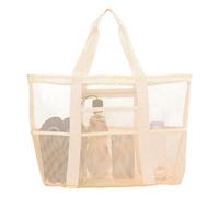 HarnyLoom Large Mesh Beach Bag, Travel Accessories Picnic Summer Vacation Gym Holiday Tote Foldable Swimming Outdoor Shopping Extra Large Beach Bag (Cream)