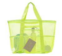 HarnyLoom Large Mesh Beach Bag, Travel Accessories Picnic Summer Vacation Gym Holiday Tote Foldable Swimming Outdoor Shopping Extra Large Beach Bag (Bright Green)