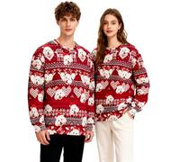 HarnyLoom Ugly Christmas Jumper Sweatshirt Mens Pullover 3D Xmas Long Sleeve Crewneck T Shirt Christmas Top Funny Sweater Clothes for Men Adult (UK, Alpha, L, Regular, Regular) Red