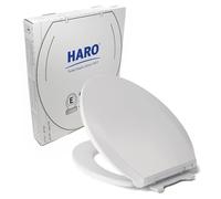 HARO | Elongated Toilet Seat | Premium | White, Slow-Close-Seat, Load Capability 550 lbs, Scratch Resistant + Robust, Quick-Release, Fast Fix Hinge, No-Slip Bumpers | LxWxH 18.7" x 14.5" x 2.32"