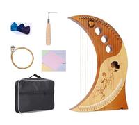 Harp, 19 string 16 note Lyre harp, Humanized Moon Harp with a tuner, spare strings, instruction manual, paddles, Traditional Classic Stringed Instruments for Adults and Child (Orange)