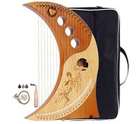 Harp Autoharps Lyre Autoharp Moon Harps, Traditional Stringed Musical Instruments, With Performance Package, Tuner, Spare Strings (Color : Brown, Size : 19 string)