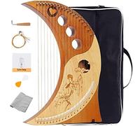 Harp Autoharps Lyre Humanized Design Of The Moon Harps, Traditional Classic Stringed Instruments, With Performance Package, Tuner, Spare Strings (Color : Brown, Size : 19 string)