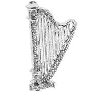 Harp Brooch Pin Silver Alloy Rhinestone Music Lapel Pin