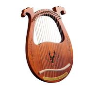 Harp， C Key 16-String Wooden Lyre Harp Resonance Box String Instrument with Tuning Wrench 3Pcs Picks Sticker Extra Set of Strings,Wood(Brown)