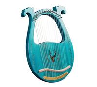 Harp， C Key 16-String Wooden Lyre Harp Resonance Box String Instrument with Tuning Wrench 3Pcs Picks Sticker Extra Set of Strings,Wood(Blue)
