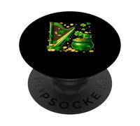 Harp Instrumentalist St. Patrick's Day Shamrocks Coins PopSockets Adhesive PopGrip