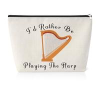 Harp Lover Gift Makeup Bag Harp Player Gift Harp Themed Gifts for Friend Girl Harpist Music Gifts Toiletry Bag Birthday Christmas Presents for Women Teacher Student Travel Zipper Pouch