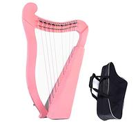 Harp Nylon Strings Lyre Harp 19 Strings Wooden Mahogany Lyre Harp Instrument for Adult Kids and Beginners Musical Instrument with Tuning Wrench and Carry Bag (Color : Pink)