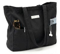 Harp + Ra Extra Large Loose Fit Canvas Tote Bag for Women - Open Top, Everyday Carry, Pockets - no zipper - Gift for Women, Raven Black, XL