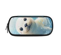 Harp Seal Big Capacity Pencil Case Pen Pouch Holder Bag Large Storage Art Supply Marker Stationery School Office Desk Organizer Portable for Kids Teen Student Girls Boys Adults