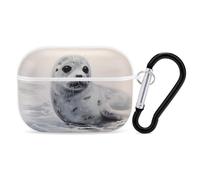 Harp Seal Painting Airpod Pro Case AirPods 2 Case for Women Hard Shell Protective Cover with Carabiner Keychain Compatible with AirPods Case 2nd 1st Generation, Front LED Visible White