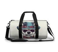 Harp Seal Painting Gym Bag Small Travel Duffle Bag with Compartment Carry On Weekender Bag for Women Men, Chihuahua dog wearing hat, 17.7in/9in/9in