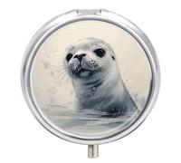 Harp Seal Painting Pill Case Pill Box with 3 Compartments
