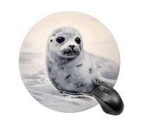 Harp Seal Painting Round Mouse Pad 7.8 Inch, Portable Gaming Mouse Mat with Non-Slip Rubber Base & Smooth Surface, Waterproof Mousepad for PC, Laptop, Computer, Office, Home