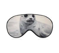 Harp Seal Painting Sleep Mask,Adjustable Strap Sleeping Mask, Complete Light Blocking Sleep Shade Cover,Soft Breathable Comfortable Blindfold for Women and Men