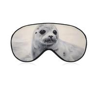 Harp Seal Painting Sleep Mask for Women Men, Soft Eye Mask with Adjustable Strap for Sleeping, Light Blocking Travel Blindfold for Nap Comfortable Eye Cover for Home Office