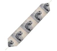 Harp Seal Painting Table Runner for Dining Table, Short Plush Runners Washable & Durable Tablerunner Modern Home Decor for Wedding, Kitchen, Holiday 178*33cm