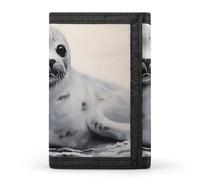 Harp Seal Painting Wallet,Credit Card Holder,Three-fold Wallet for Passport Covers, Purse Passport Bag for Men Women