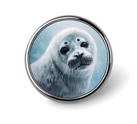 Harp Seal Painting Wallpaper Brooch with Button Design, Funny Backpack Pins for Women, Personalized Brooch Pins for Men, Round Badge for Hat, Cute Badge Holders for Activity