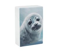 Harp Seal Painting Wallpaper Cigarette Case, Plastic Waterproof Shockproof, Airtight Push Open Cigarette Box, Capacity King Size Cigarette Holder, Portable Cigarette Container for Outdoor Travel Campi