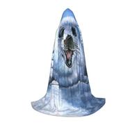 Harp Seal Painting Wallpaper Hooded Cape For Teenagers, Unisex Cloak Robe Hooded Halloween Costume Satin Witches Vampire Cloak Fancy Dress Up Children