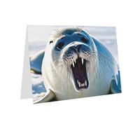 Harp Seal Painting Wallpaper Horizontal Full Single-Sided Printing Pearlescent Paper Birthday Halloween Christmas Halloween Birthday Party Holiday Greeting Card