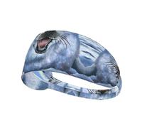 Harp Seal Painting Wallpaper Print Non-Slip Elastic Running Headband, Sweat Absorbing Stretchy Hair Bands For Gym Yoga, Soft Skin-Friendly Foldable Workout Headband