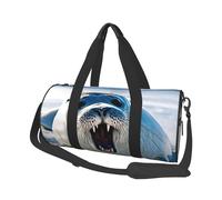 (Harp Seal Painting Wallpaper) Print Round Large Travel Bag - Multi-Compartment Organizer Lightweight for Trips & Sports