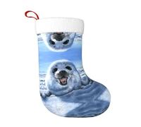Harp Seal Painting Wallpaper Printed decorative stockings Christmas decorative stockings suitable for hanging on the fireplace mantle family parties