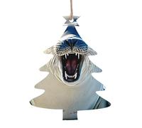 (Harp Seal Painting Wallpaper) Wooden Christmas Ornaments Set Christmas Tree Shape Holiday Hanging Decorations for Xmas Tree Gift Wrapping, 6 PCS