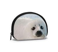 Harp Seal Pup Green Clover Coin Purse Wallets Change Pouch Funky Key Holder Zipper Small Cosmetic Makeup Bags