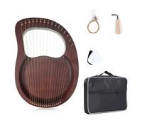 harp Set 16/19/21/24 Strings Harp Wooden Mahogany Musical Instrument Lyre Harp With Tuning Wrench Spare Strings(16 Khaki2)