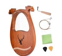 harp Set 16 Strings Lyre Harp Solid Wood Strings Instrument Pattern Tuning Hammer Strings Cloth Picks For Beginners