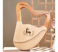 Harp String Instrument 32 Strings Mahogany Wood with Carry Case, Tuning Key, Spare String, English Instruction Manual