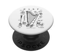 Harp Vintage Patent Harpist Drawing Print PopSockets Adhesive PopGrip