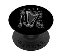 Harp Vintage Patent Harpist Drawing Print PopSockets Adhesive PopGrip
