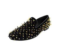 Harpelunde Men Tuxedo Velvet Loafers Slip On Spikes Wedding Dress Shoes (Black, Adult, Men, Numeric_7, Numeric, UK_Footwear_Size_System, Medium)
